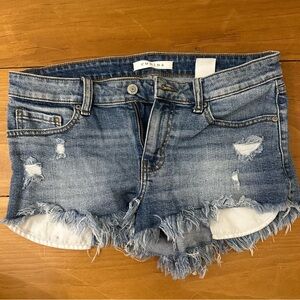 Eunina Blue Frayed Denim Shorts